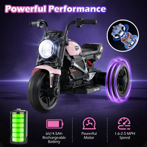 6V Kids Electric Motorcycle with LED Headlight and Music for Toddlers Aged 3-5-Pink view 6