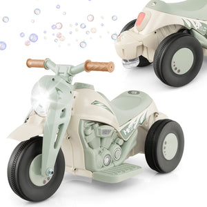6V Kids Electric Ride on Motorcycle with Bubble Maker and Music-Beige view 3