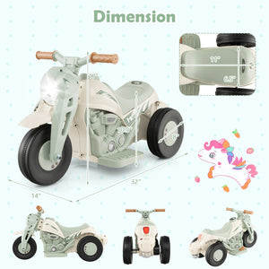 6V Kids Electric Ride on Motorcycle with Bubble Maker and Music-Beige view 4