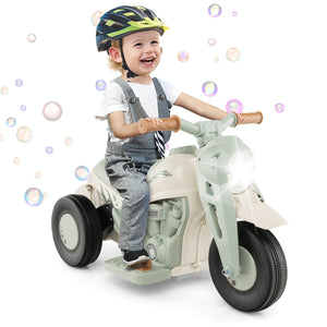 6V Kids Electric Ride on Motorcycle with Bubble Maker and Music-Beige view 5