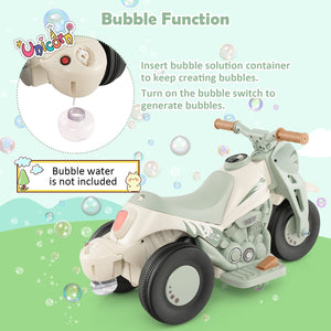 6V Kids Electric Ride on Motorcycle with Bubble Maker and Music-Beige view 7