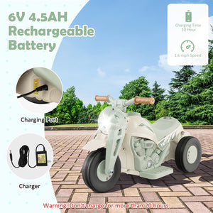 6V Kids Electric Ride on Motorcycle with Bubble Maker and Music-Beige view 9