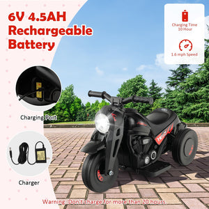 6V Kids Electric Ride on Motorcycle with Bubble Maker and Music-Black view 7