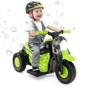 6V Kids Electric Ride on Motorcycle with Bubble Maker and Music-Green view 3