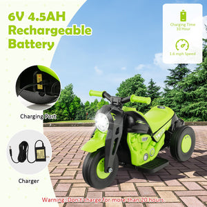 6V Kids Electric Ride on Motorcycle with Bubble Maker and Music-Green view 7