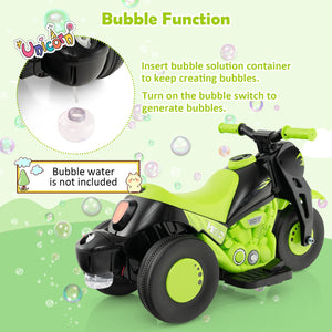 6V Kids Electric Ride on Motorcycle with Bubble Maker and Music-Green view 9