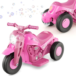 6V Kids Electric Ride on Motorcycle with Bubble Maker and Music-Pink view 5
