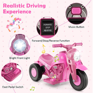 6V Kids Electric Ride on Motorcycle with Bubble Maker and Music-Pink view 8
