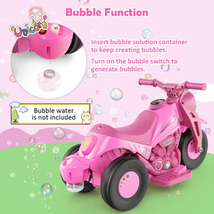 6V Kids Electric Ride on Motorcycle with Bubble Maker and Music-Pink view 9