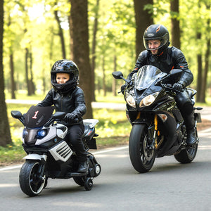 6V Kids Motorcycle with Headlights Music and Detachable Training Wheels-White view 3