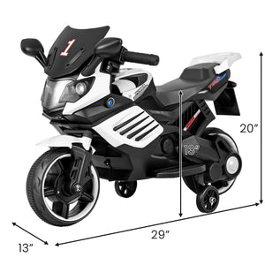 6V Kids Motorcycle with Headlights Music and Detachable Training Wheels-White view 5