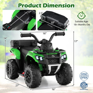 6V Kids Ride On ATV with Spray Function and Storage Box with Music-Green view 4