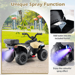 6V Kids Ride On ATV with Spray Function and Storage Box with Music-Khaki view 8