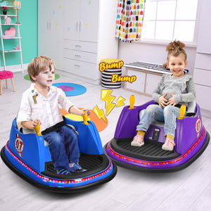 12V Electric Kids Ride On Bumper Car with Flashing Lights for Toddlers-Blue view 3