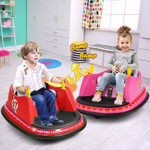 12V Electric Kids Ride On Bumper Car with Flashing Lights for Toddlers-Pink view 3