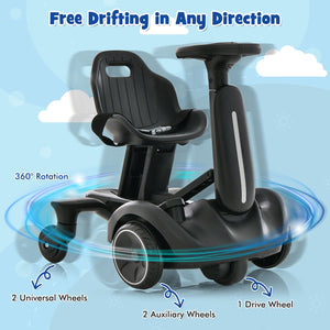 6V Kids Ride on Drift Car with 360° Spin and 2 Adjustable Heights-Black view 8