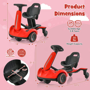 6V Kids Ride on Drift Car with 360° Spin and 2 Adjustable Heights-Red view 5