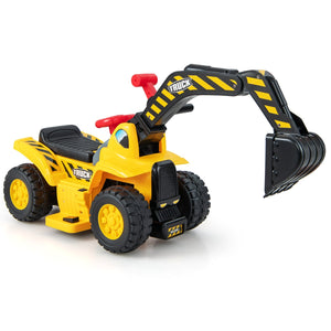 6V Kids Ride On Excavator Fun Digger with Folding Basketball Hoop view 3