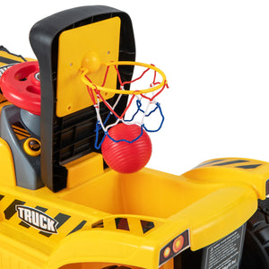 6V Kids Ride On Excavator Fun Digger with Folding Basketball Hoop view 5