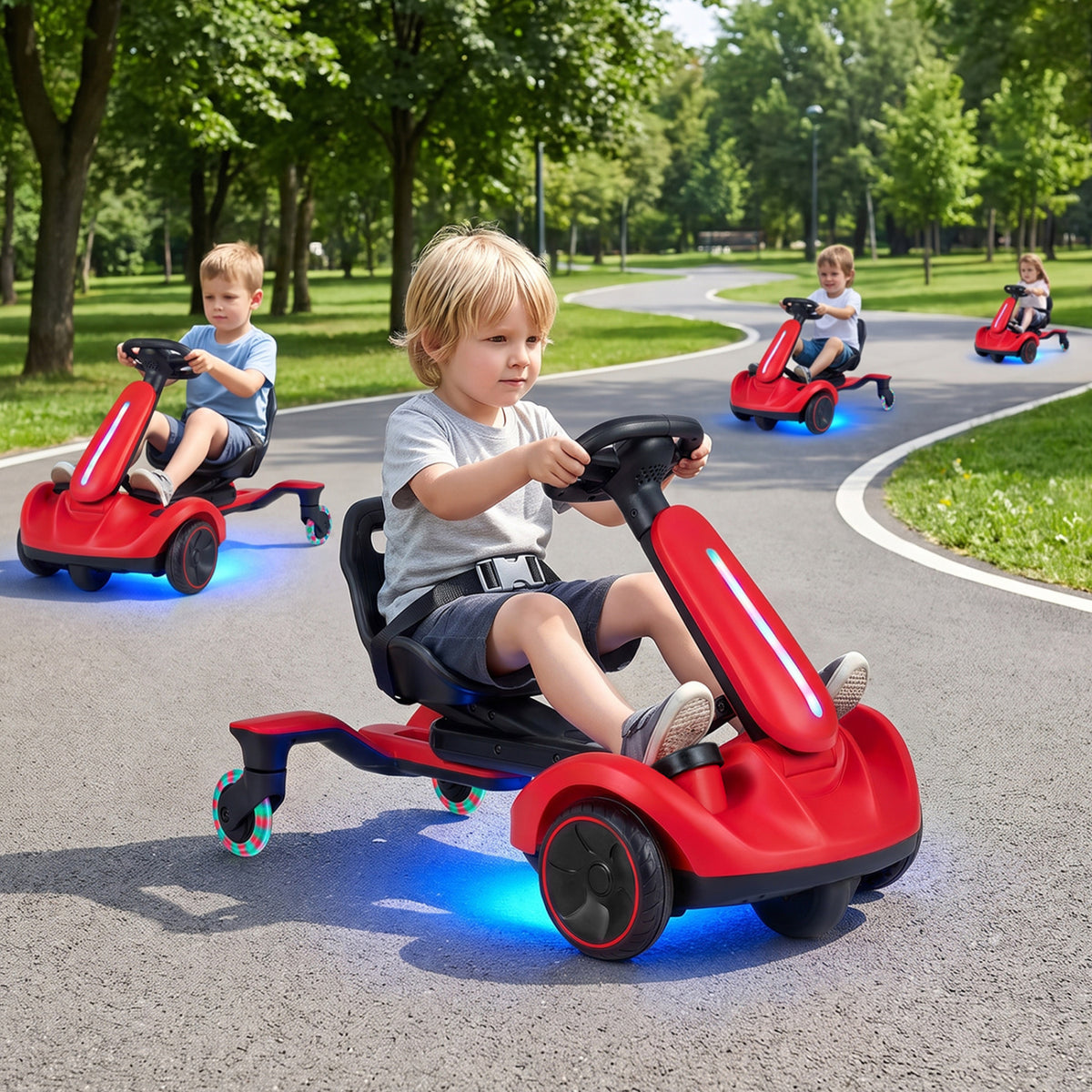 6V Ride-on Drift Car with Lights and Adjustable Seat-Red view 2