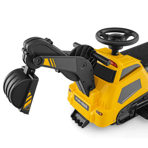 6V Ride on Tractor 3-in-1 Electric Excavator with Adjustable Arms and Music-Yellow view 6
