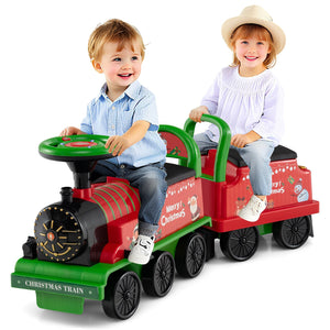 6V Ride on Train 2-Seater with Carriage and Flashing LED Lights-Green view 3