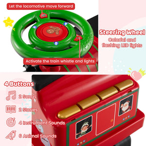 6V Ride on Train 2-Seater with Carriage and Flashing LED Lights-Green view 8
