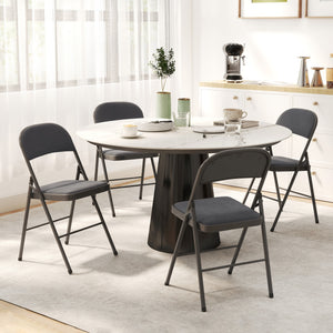 4 Pack Folding Chairs with Padded Seats, Velvet Portable Party Chairs with Steel Frame, Beige – view 14