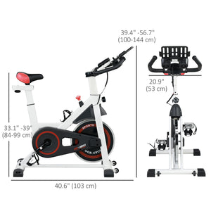 Soozier Adjustable Upright Stationary Exercise Bike with LCD Display, Suitbale for Beginer and Home Gym, Indoor Cycling Bike with Adjustable Resistance, White
