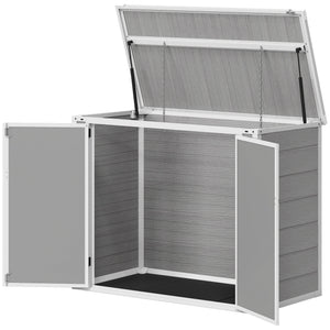 41 Cu. Ft. Outdoor Storage Shed, Outdoor Horizontal Trash Can Storage with Chain Lid, Lockable Storage Box