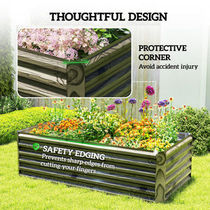 6' x 3' x 2' Raised Garden Bed, Galvanized Planter Box for Growing Flowers, Herbs and Vegetables, Brown – view 34
