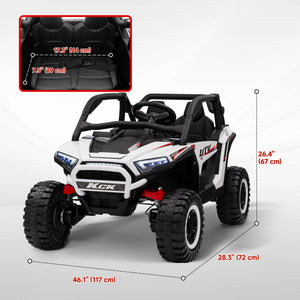 Qaba 2 Seater 24V 7AH Ride on Truck, Electric Car for Kids w/ Spring Suspension, Remote Lights, Horn, Music