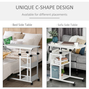 Mobile Standing Desk, Adjustable Height 31.5 inch Stand Up Desk with Wheels for Home Office, White