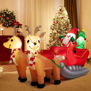 7.2 Feet Long Christmas Inflatable Santa Rides Sled with LED Lights view 7
