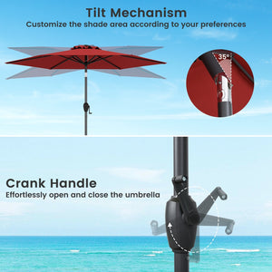 7.5 feet Outdoor Patio Heavy Duty Market Umbrella with Push Button Tilt-Burgundy view 7