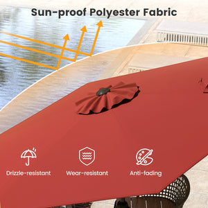 7.5 feet Outdoor Patio Heavy Duty Market Umbrella with Push Button Tilt-Burgundy view 8