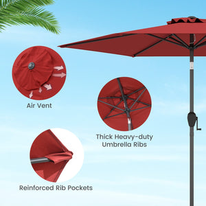 7.5 feet Outdoor Patio Heavy Duty Market Umbrella with Push Button Tilt-Burgundy view 9