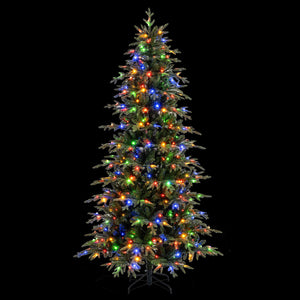 7.5 Feet Pre-Lit Artificial Christmas Tree Hinged Xmas Tree with LED Lights view 5