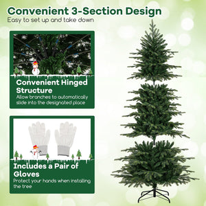 7.5 Feet Pre-Lit Artificial Christmas Tree with Warm White LED Lights view 9