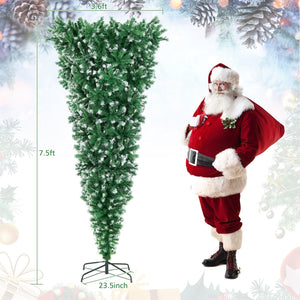 7.5 Feet Pre-Lit Snowy Upside Down Christmas Tree 1100 Tips view 4