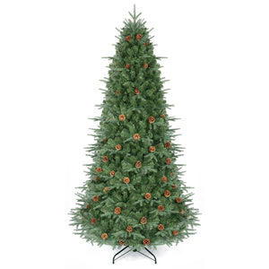 7.5 ft Artificial Christmas Tree with LED Lights and Pine Cones