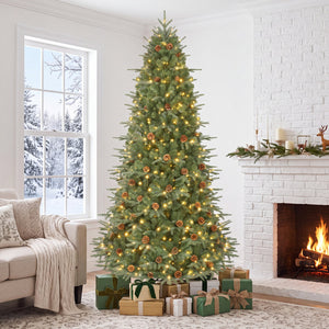 7.5 ft Artificial Christmas Tree with LED Lights and Pine Cones view 2