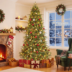 7.5 ft Artificial Christmas Tree with LED Lights and Pine Cones view 3