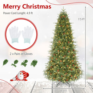 7.5 ft Artificial Christmas Tree with LED Lights and Pine Cones view 5