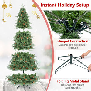 7.5 ft Artificial Christmas Tree with LED Lights and Pine Cones view 9