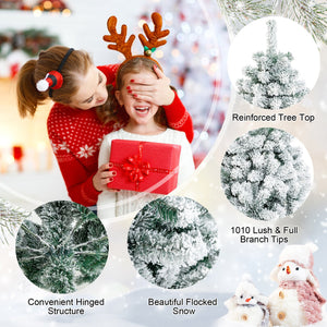 7.5 Feet Snow Flocked Hinged Artificial Christmas Tree without Lights view 9