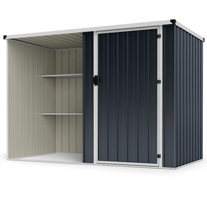 7.6 x 4 Ft Outdoor Metal Storage Shed with Lockable Single Door-Gray