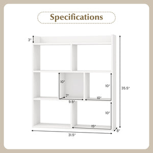 7 Cubes Open-back Bookshelf with Anti-Toppling Devices-White view 5