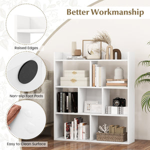7 Cubes Open-back Bookshelf with Anti-Toppling Devices-White view 9