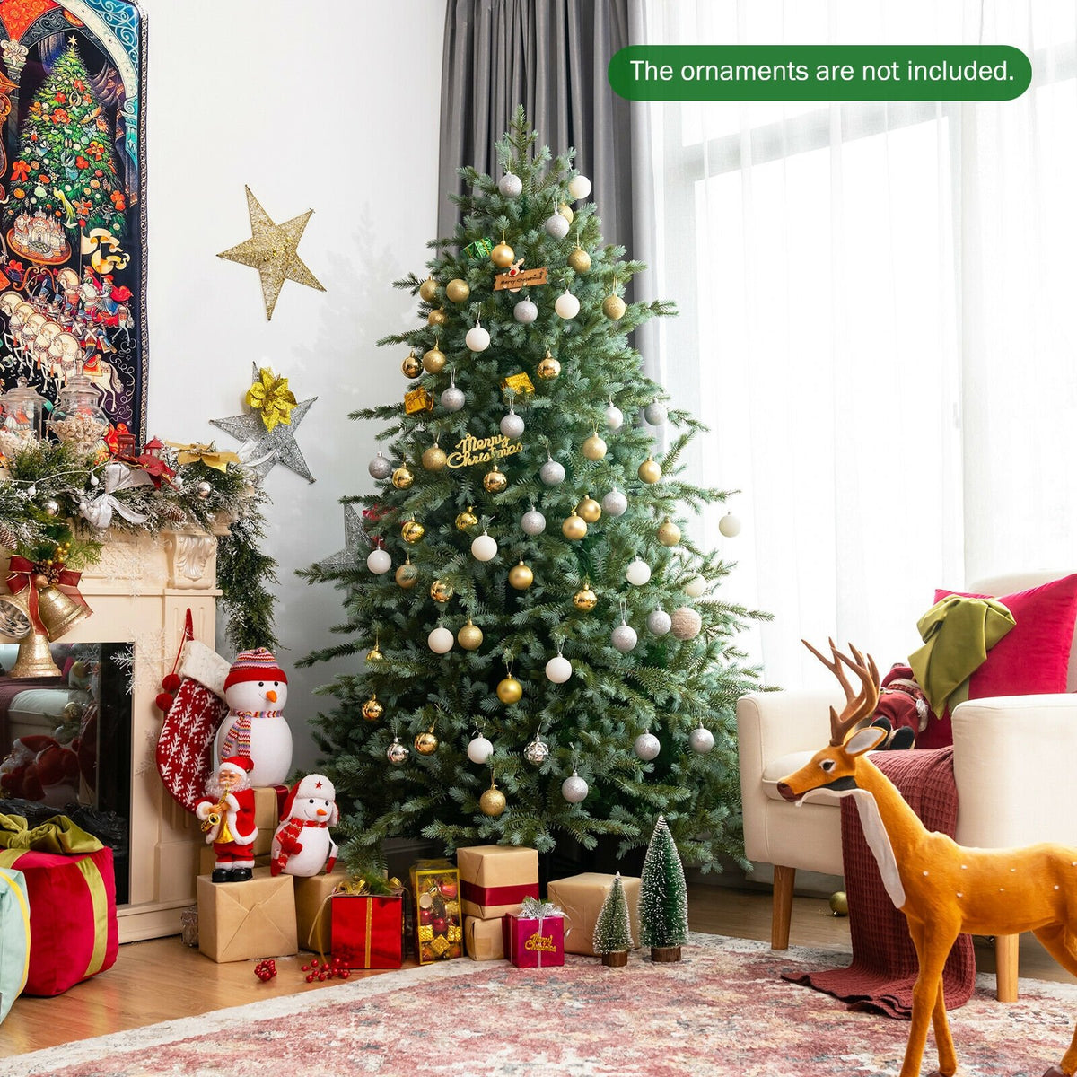 7 Feet Artificial Christmas Tree with 1260 Mixed PE and PVC Tips view 2
